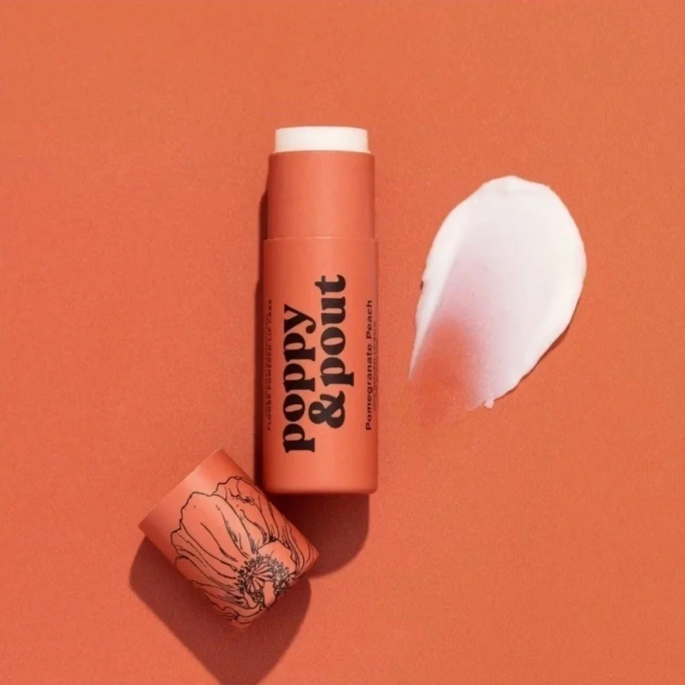 Poppy & Pout Lip Balm Sealed Flavor: Pomegranate Peach